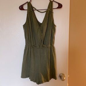 Green boho romper
